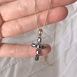 Ross-Simons Sapphire Cross Gold Plated Necklace